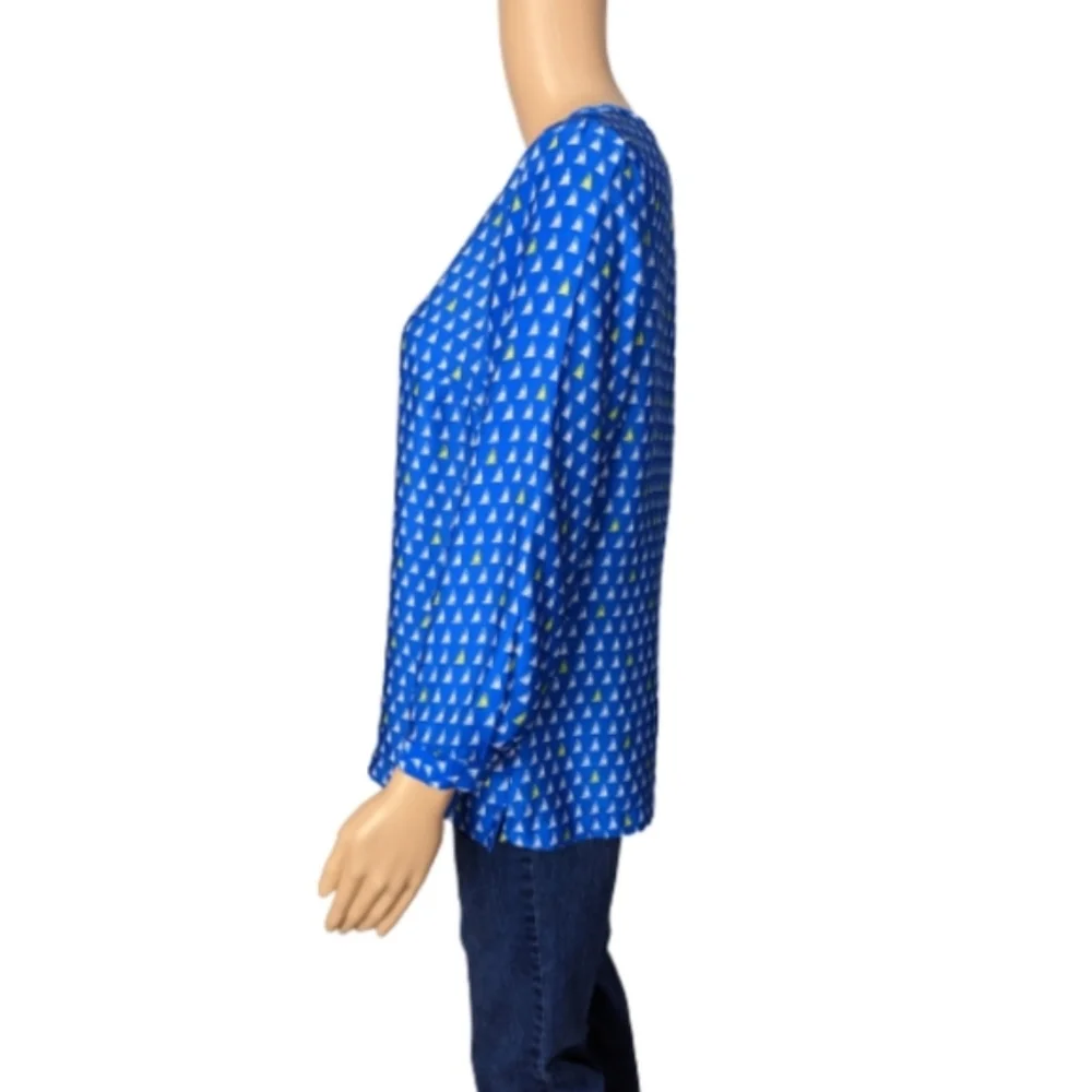 Merona Blue Sailboat Print Blouse M